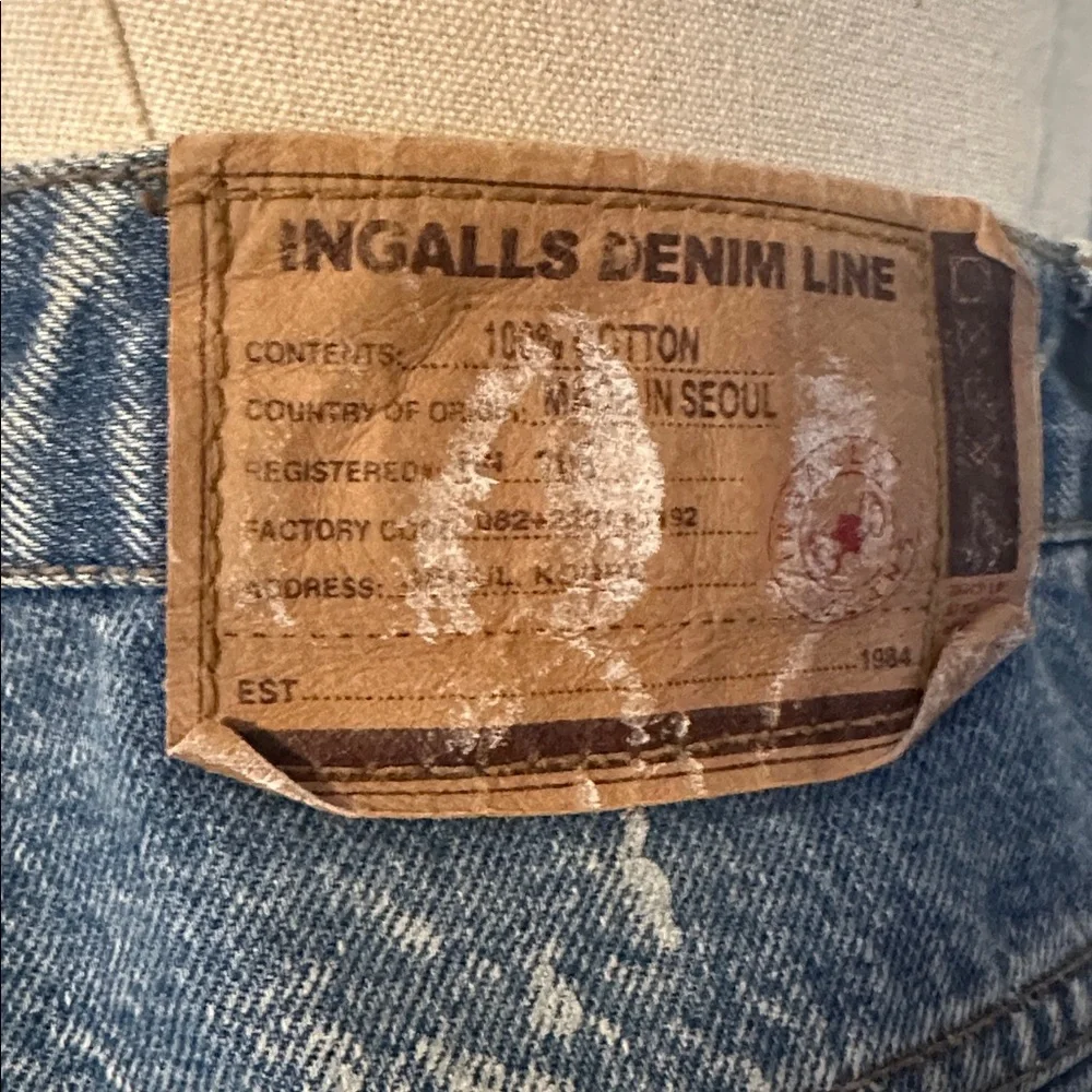 Ingalls Denim Line men’s 100 cotton 32x36 graffiti distressed Korean K-pop jeans